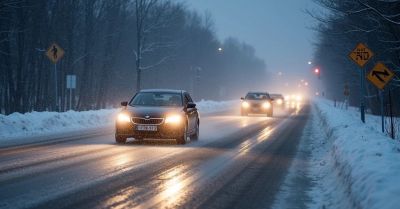 Apel o ostrożną jazdę na śliskich drogach